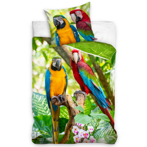 DREAMEE Bettbezug – Papagei auf einem Stock – 140 x 200 cm