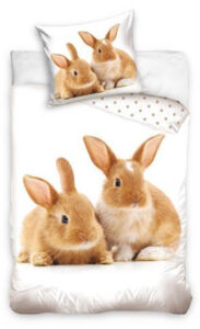 Housse de couette lapins - 140 x 200 cm - Coton