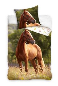 Dreamee Bettbezug Pferd auf der Wiese – 140 x 200 cm – Baumwolle