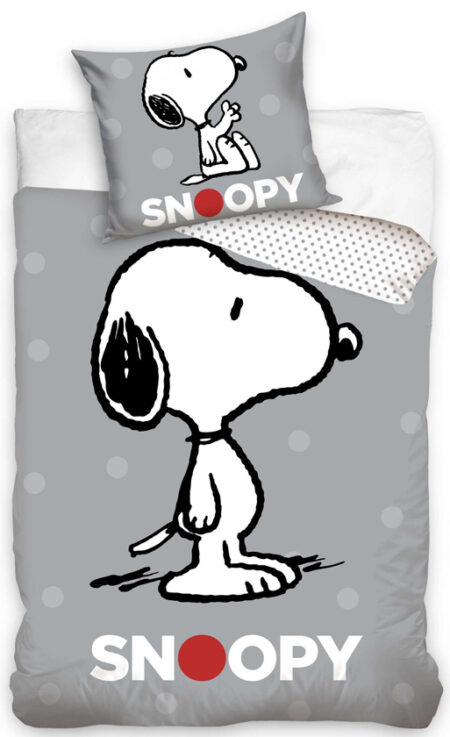 Snoopy dekbedovertrek 140 x 200 cm grijs - katoen