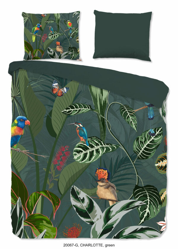 Good Morning Dekbedovertrek "vogels en bladeren" - Groen - (240x200/220 cm) - Katoen