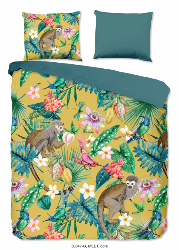 Good Morning Dekbedovertrek "jungle print" - Oker - (240x200/220 cm) - Katoen