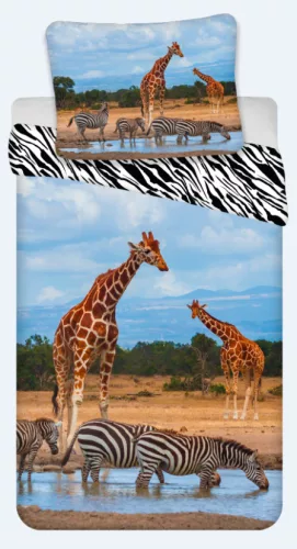 Safari Dekbedovertrek Giraffe & Zebra 140 x 200 cm 70 x 90 cm - Katoen