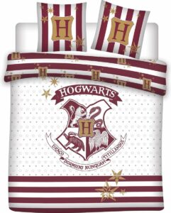 Harry Potter Dekbedovertrek – Hogwarts wit/rood katoen