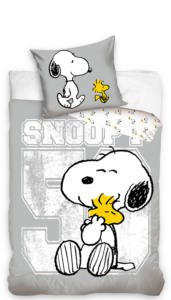 Housse de couette Snoopy câlin 140 x 200 cm gris - coton