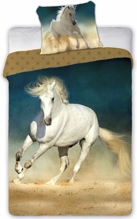 Animal Pictures Dekbedovertrek Wit Paard - Eenpersoons - 140 x 200 cm - Multi
