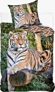 Animal Pictures dekbedovertrek tijger op boom 140 x 200 cm - 60 x 63 cm - Katoen