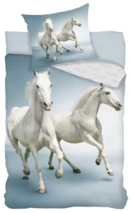 Animal Pictures dekbedovertrek witte Paarden 140 x 200 cm - 70 x 90 cm - Katoen