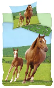 Animal pictures dekbedovertrek Paard met veulen 140 x 200 cm - 70 x 90 cm - Katoen