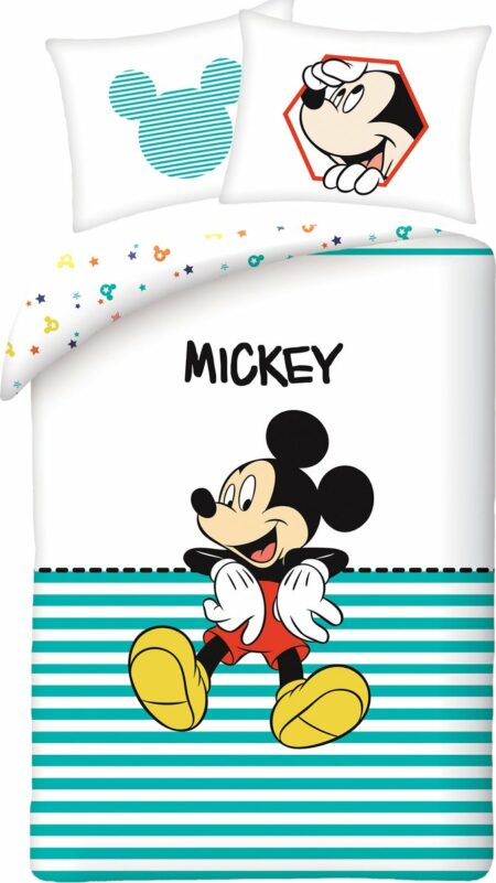 Disney Mickey Mouse Dekbedovertrek Stripe - Eenpersoons - 140 x 200 cm - Katoen