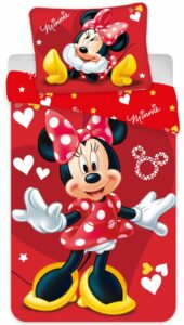 Disney Minnie Mouse Housse de couette coeurs - 100 x 135 cm - Coton - rouge
