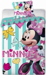 Disney Minnie Mouse peuterdekbedovertrek  - 100 x 135 cm - Katoen - groen/wit