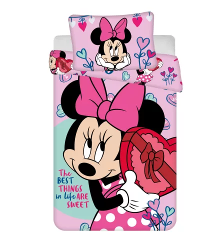 Disney Minnie Mouse peuterdekbedovertrek Sweet- 100 x 135 cm - Katoen - roze
