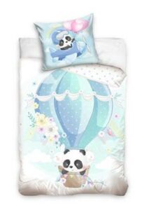 Dreamee Bettbezug Panda im Heißluftballon 140 x 200 cm 70 x 90 cm – Baumwolle