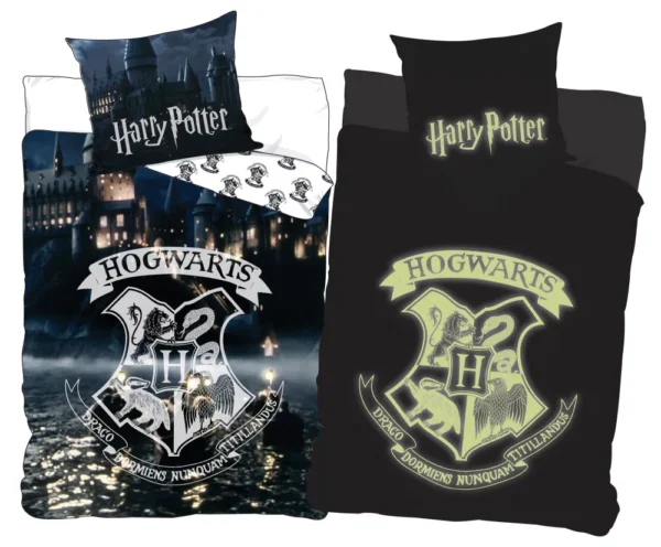Harry Potter Dekbedovertrek Hogwarts Glow in the Dark - 140 x 200 cm (60 x 63 cm )