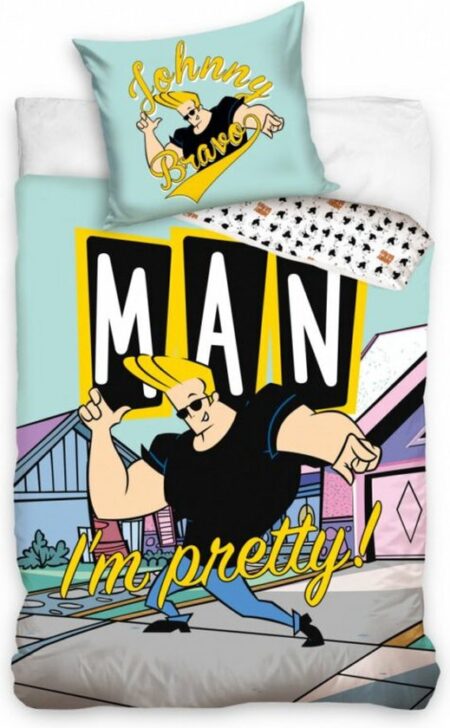 Cartoon Network Dekbedovertrek Johnny Bravo Man I'm Pretty - 140 x 200 cm - 70 x 90 cm - Katoen