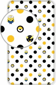 Minions Hoeslaken Dots  Eenpersoons - 90 x 200 cm - Katoen
