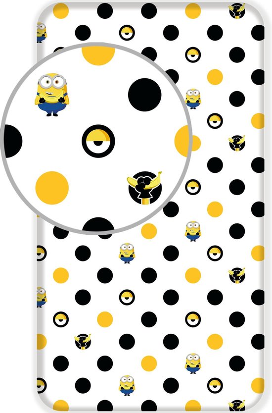 Minions Hoeslaken Dots  Eenpersoons - 90 x 200 cm - Katoen
