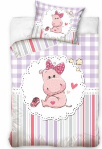 Carbotex Hippo Baby Bettbezug Rosa – 100 x 135 cm – Baumwolle