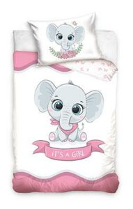 Elefant BABY Bettbezug Rosa – 90 x 120 cm – Baumwolle