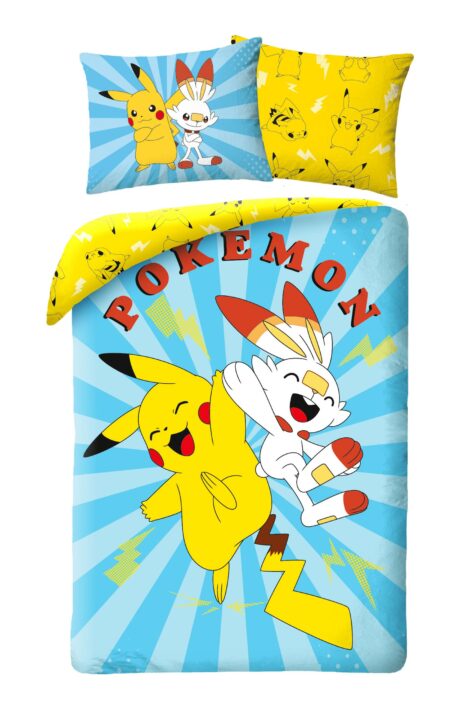 Pokémon Dekbedovertrek Pikachu  & Scorbunny 140 x 200 cm (65 x 65 cm)