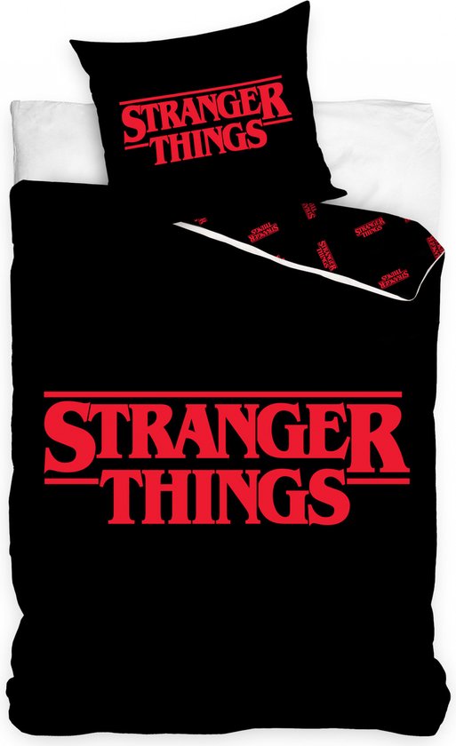 Stranger Things Dekbedovertrek  zwart 140 x 200 cm