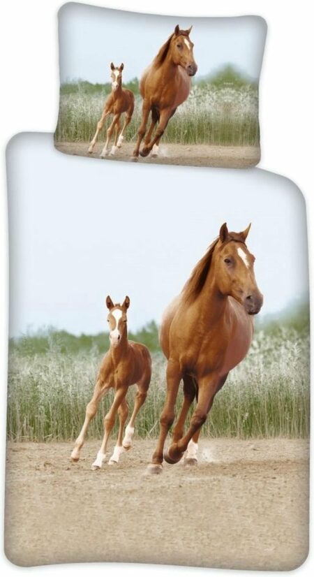 Sweet Home Dekbedovertrek Paard & Veulen - 140 x 200 cm - 60 x 63 cm