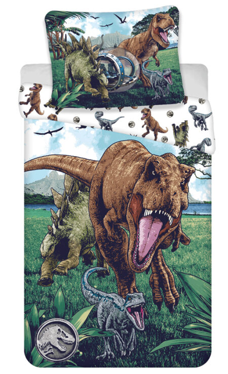 Jurassic World Dekbedovertrek 3 dino's 140 x 200 cm Katoen