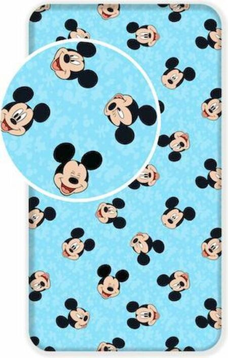Disney Mickey Mouse Hoeslaken Faces - Eenpersoons - 90 x 200 cm - Katoen