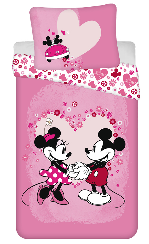 Disney Mickey & Minnie Mouse Dekbedovertrek  love roze- Eenpersoons - 140 x 200 cm - Polyester