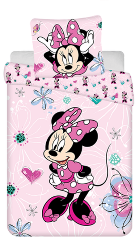 Disney Minnie Mouse peuterdekbedovertrek flowers  - 100 x 135 cm - Katoen - roze