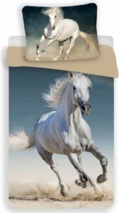 Sweet Home Dekbedovertrek wit paard - 140 x 200 cm -