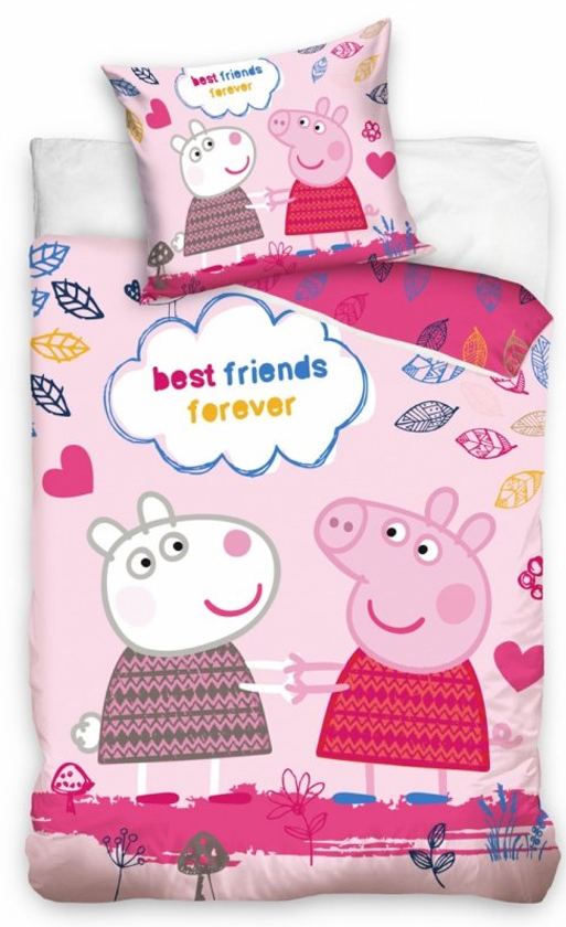 Peppa Pig dekbedovertrek best friends forever 140 x 200 cm - 70 x 90 cm - Katoen