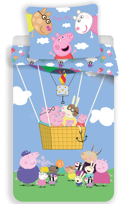Peppa Pig Dekbedovertrek Luchtballon! 140 x 200 cm -70 x 90 cm