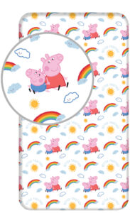 Peppa Pig Hoeslaken  rainbow- Eenpersoons - 90 x 200 cm - Multi
