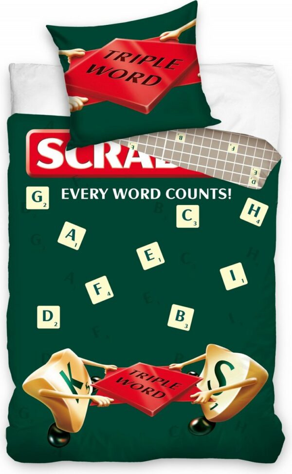Scrabble Dekbedovertrek Every Word Counts Groen 140 x 200 cm - 70 x 90 cm