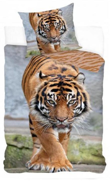 Animal Pictures dekbedovertrek tijger 140 x 200 cm - 60 x 63 cm - Katoen