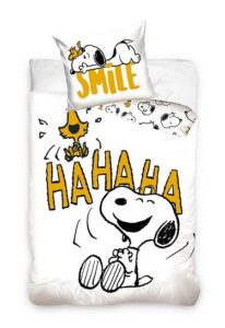 Snoopy Bettbezug hahaha 140 x 200 cm - 60 x 70 cm weiß