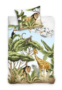 Safari Bettbezug Löwe und Giraffe 140 x 200 cm 70 x 90 cm – Baumwolle