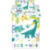Dino "Cute and wild" baby  Peuterdekbedovertrek - 100 x 135 cm - Katoen
