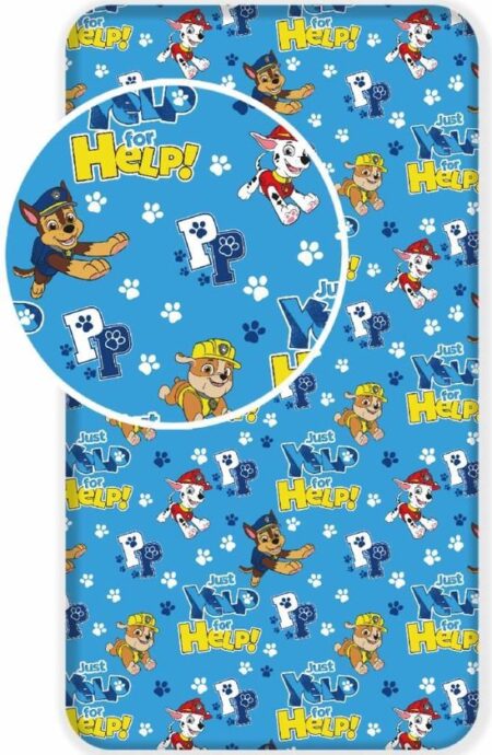 PAW Patrol HELP! - Hoeslaken - Eenpersoons - 90 x 200 cm - Blauw