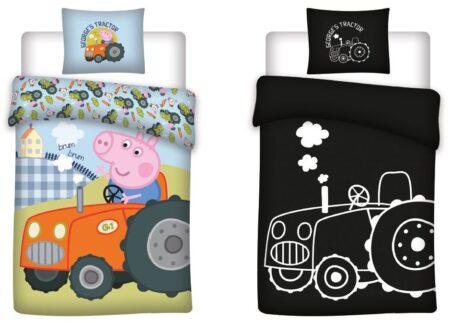 Peppa Pig Dekbedovertrek Tractor Glow in the Dark 100 x 135 Cm Katoen