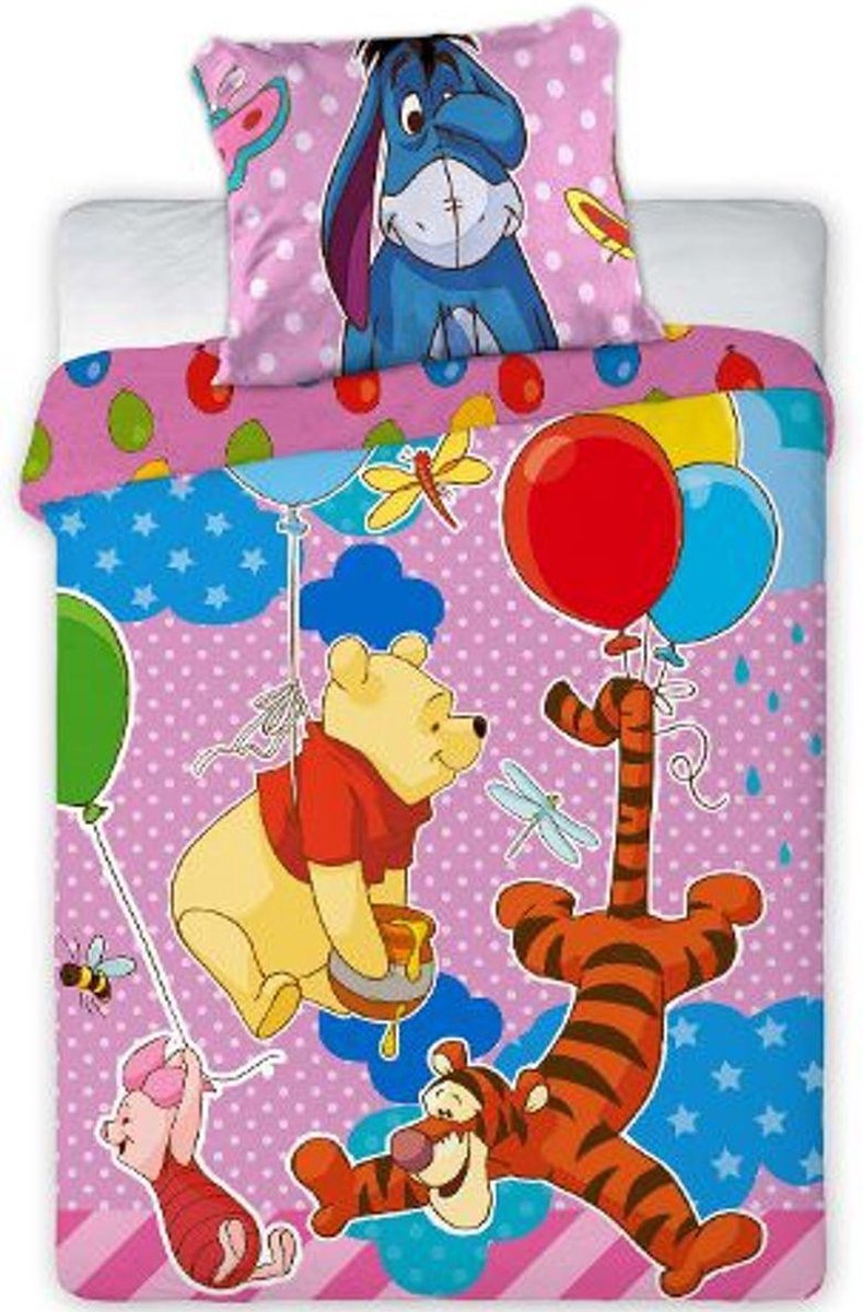 Winnie The Pooh Party peuterdekbedovertrek - 100 x 135 cm - Katoen