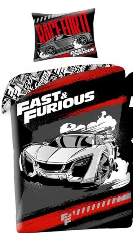 The Fast and the Furious Dekbedovertrek Race Glow in the Dark - 140 x 200 cm - Katoen  - 70 x 90 cm