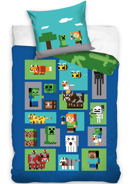 Minecraft Dekbedovertrek  Blocks 140 x 200 cm - Katoen (60 x 70 cm)