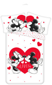 Disney Mickey & Minnie Mouse Dekbedovertrek  love hearts - Eenpersoons - 140 x 200 cm - Katoen