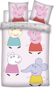 Peppa pig dekbedovertrek stripes 140 x 200 cm - 60 x 63 cm -