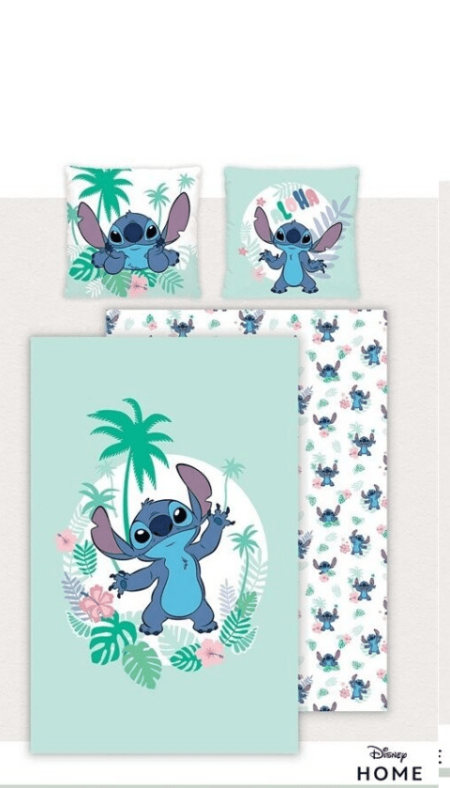 Stitch Dekbedovertrek Aloha 140 x 200 cm - katoen (mint groen)