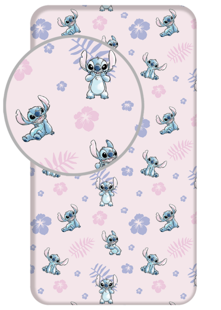 Stitch hoeslaken Roze 90 x 200 cm pre order