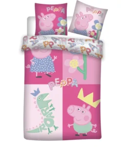 Peppa Pig peuterdekbedovertrek roze  100 X 135 Cm Katoen